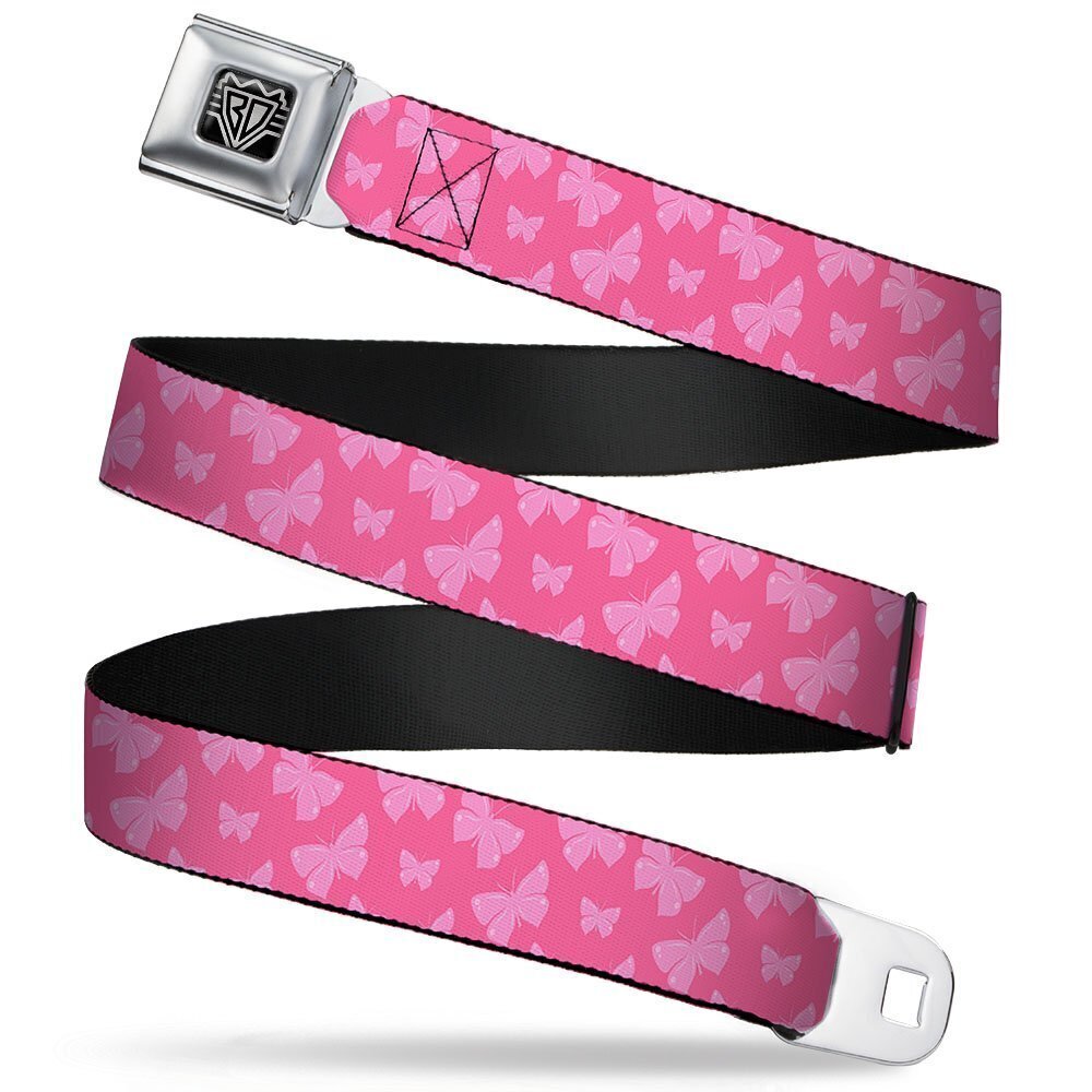 8251 Seatbelt Belt - Butterflies Pink - 1.0" Wide - 20-36 Inches in Length